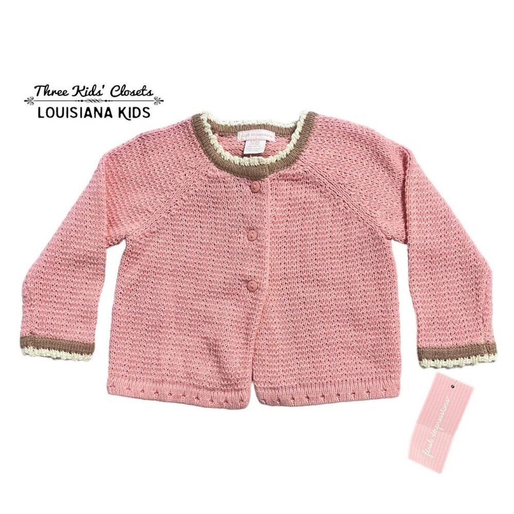 NEW First Impressions 0-3m Pink Cardigan Sweater